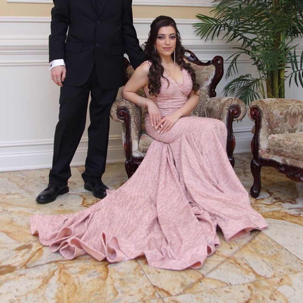 Blush Jovani mermaid gown with train